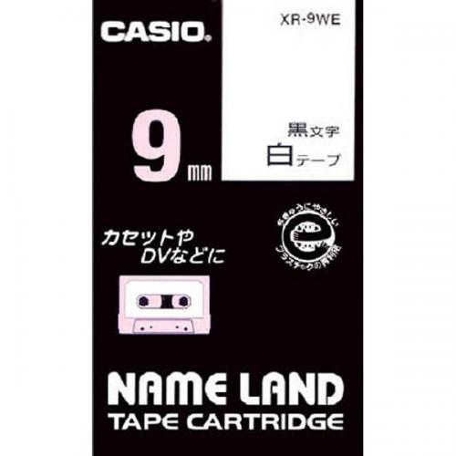 XR9WE/カシオ計算機/ネームランド(NAME LAND) スタンダードテープ (白テープ/黒文字/9mm幅)