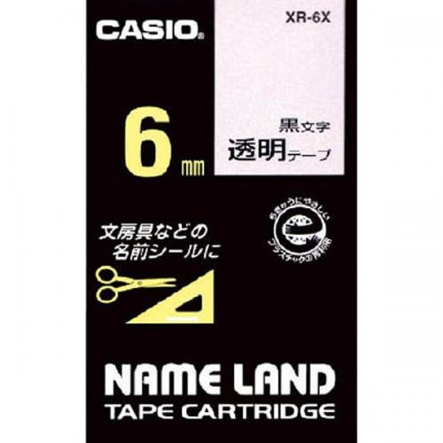 CASIO NAME LAND 透明テープ 黒文字 6mm XR-6X カシオ ネームランド
