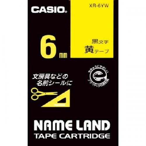CASIO NAME LAND スタンダードテープ 黄テープ 黒文字 6mm XR-6YW カシオ ネームランド