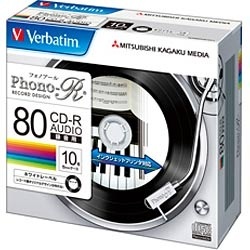 MITSUBISHIケミカルメディア 音楽用CD-R Verbatim 80分 24倍速対応 10枚入 MUR80PHW10V1 三菱