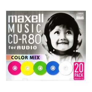 maxell 音楽用CD-R 80分 20枚入 カラーミックス CDRA80MIX.S1P20S WEBサイト限定掲載商品 マクセル