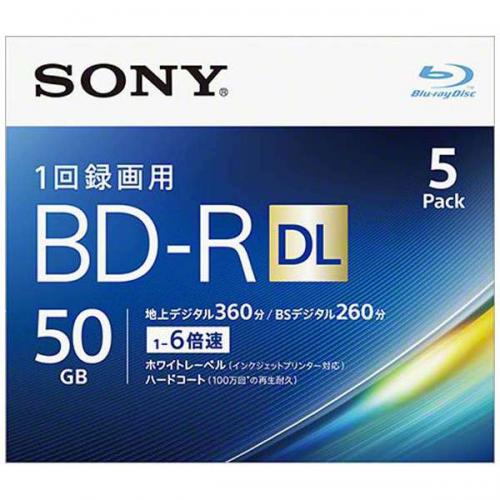 SONY 6倍速対応 BD-R 2層 ビデオ用ブルーレイディスク 5枚パック 50GB 5BNR2VJPS6 ソニー blu-ray