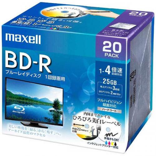 maxell 4倍速対応 BD-R 1層 ビデオ用ブルーレイディスク 20枚パック 25GB BRV25WPE.20S マクセル blu-ray