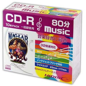 HI-DISC 音楽用CD-R 80分 32倍速対応 10枚入 HDCR80GMP10SC ハイディスク