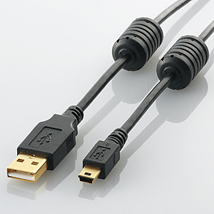 ELECOM USBケーブル USB2.0 A-miniBタイプ フェライトコア付 0.5m ブラック U2C-MF05BK エレコム