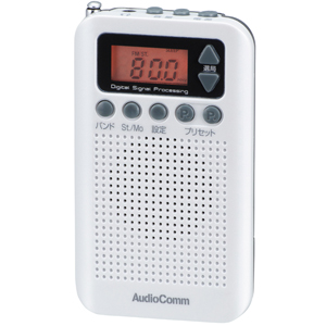 OHM ワイドFM AMポケットラジオ ホワイト RAD-P350N-W オーム電機