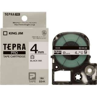 KING JIM TEPRA 白ラベルテープ 白テープ 黒文字 4mm SS4K キングジム テプラ