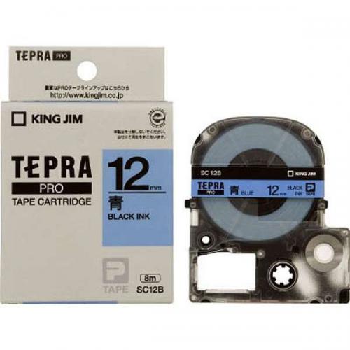 KING JIM TEPRA カラーラベルテープ 青テープ 黒文字 12mm SC12B キングジム テプラ