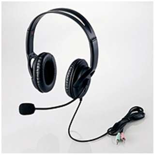 ELECOM ヘッドセット マイク 両耳 オーバーヘッド 片出しケーブル 1.8m HS-HP28BK エレコム