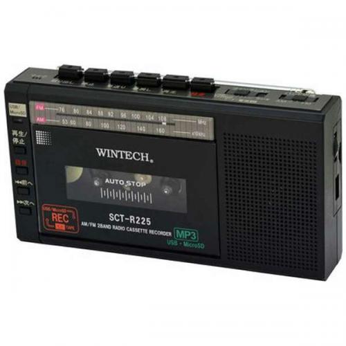 WINTECH ワイドFM対応 ラジカセ ラジオ+SD+USBメモリー+カセットテープ SCTR225-K コウカ物産 ウィンテック