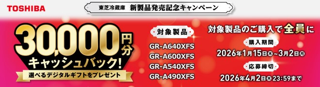 東芝30000円分キャッシュバックキャンペーン