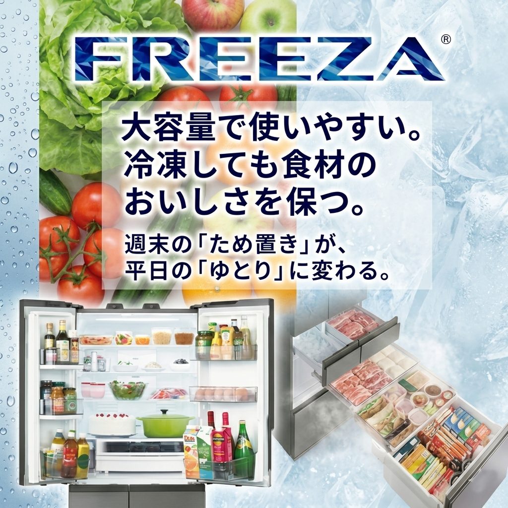 「FREEZAフリーザ」登場! 業界トップクラスの大容量冷凍室をまんなかに