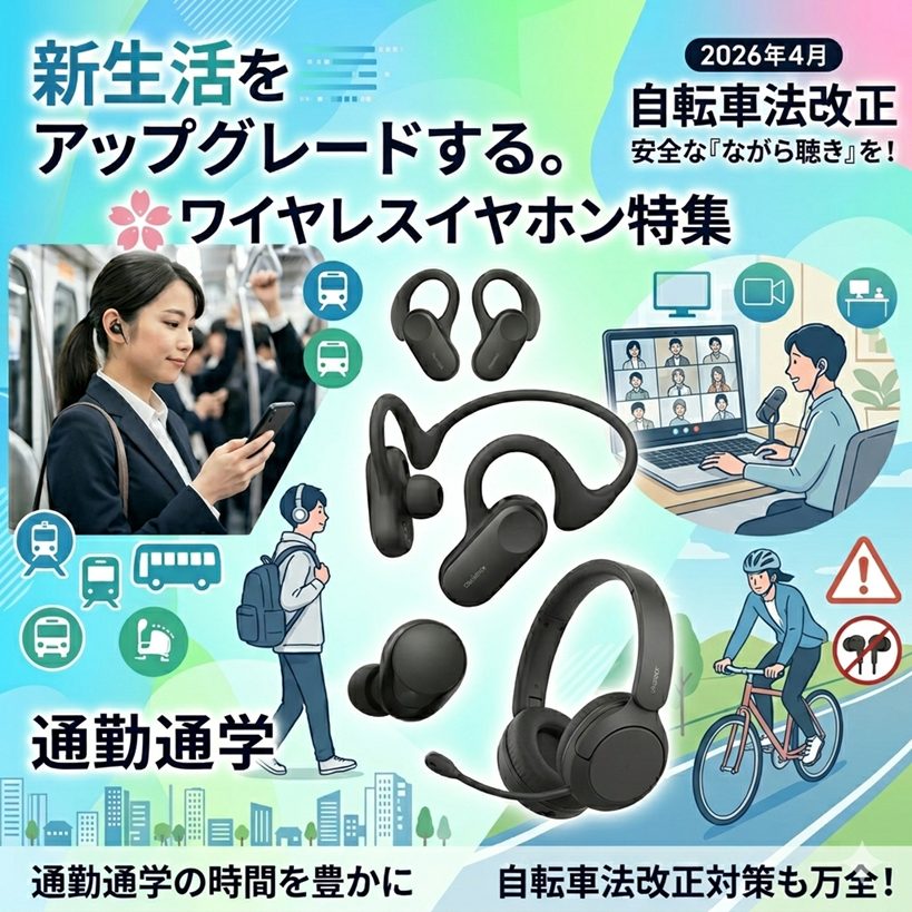 満員電車が「特等席」に変わる。 新生活をアップグレードするワイヤレスイヤホン