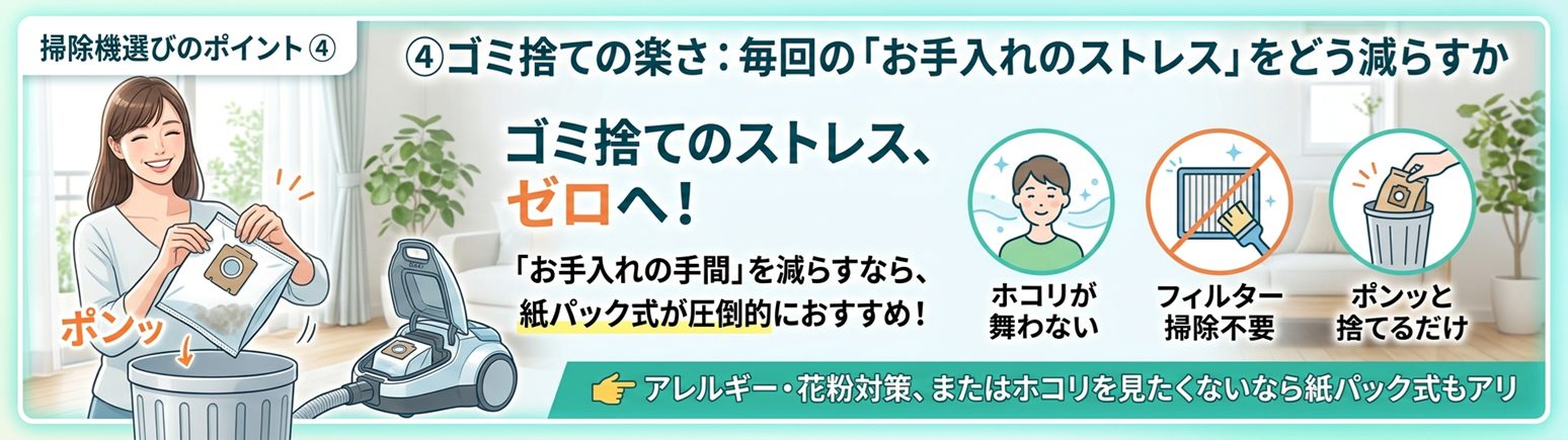 ゴミ捨ての楽さで選ぶコードレス掃除機