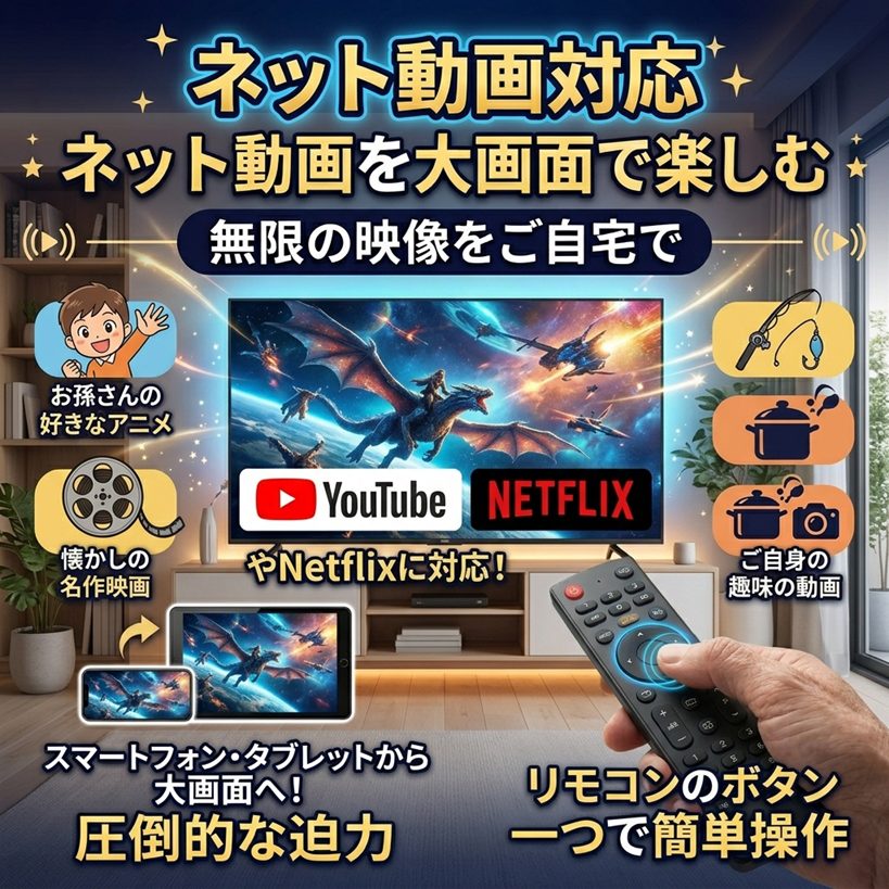 リビングでネット動画を楽しむイメージ