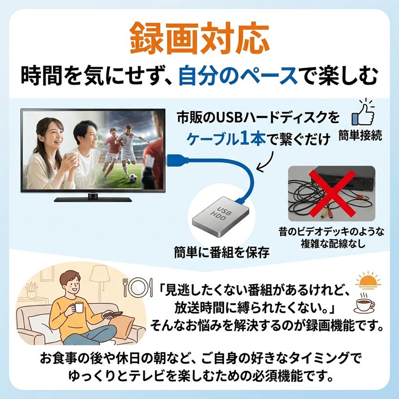 テレビ録画を楽しむイメージ