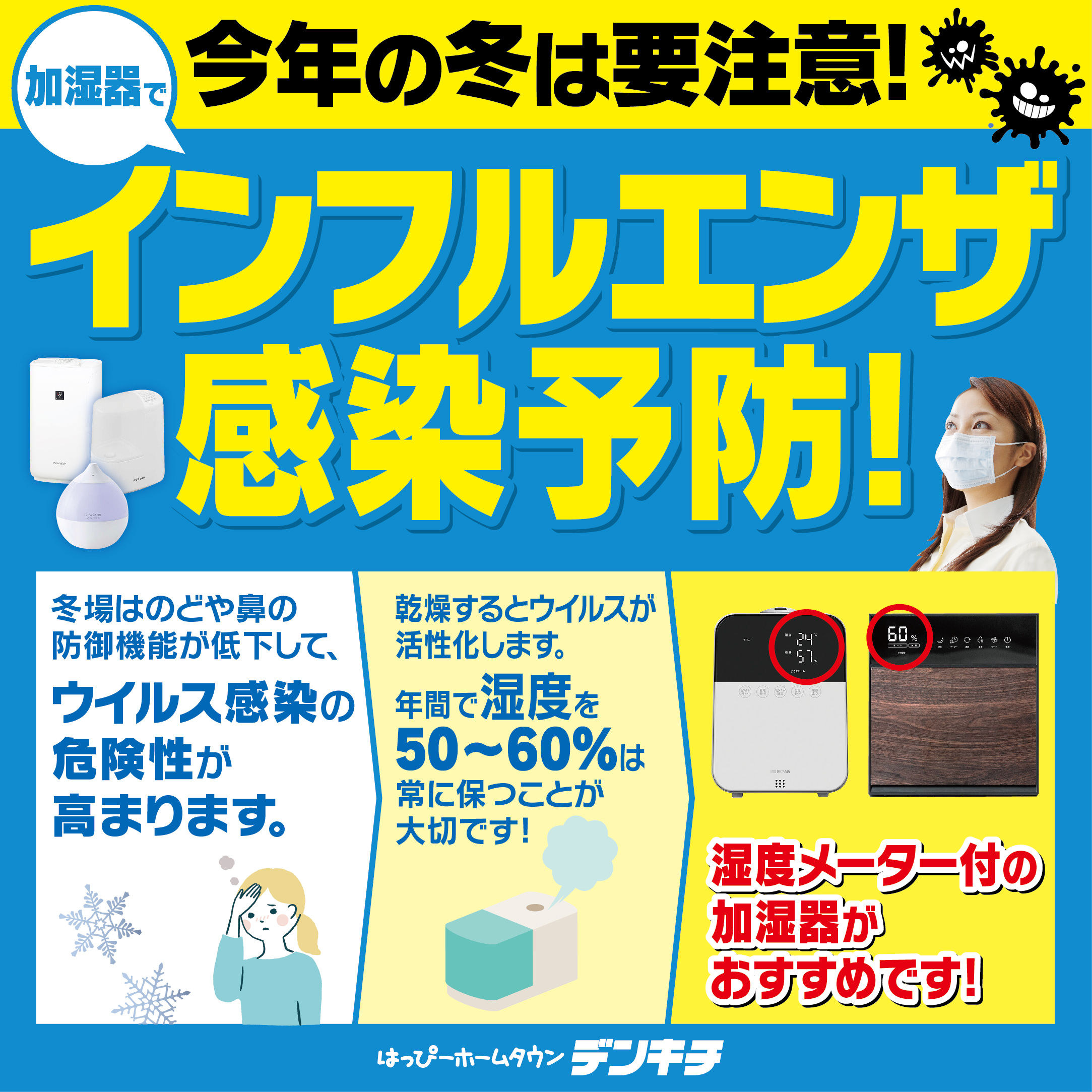 デンキチおすすめ　インフルエンザ対策家電！